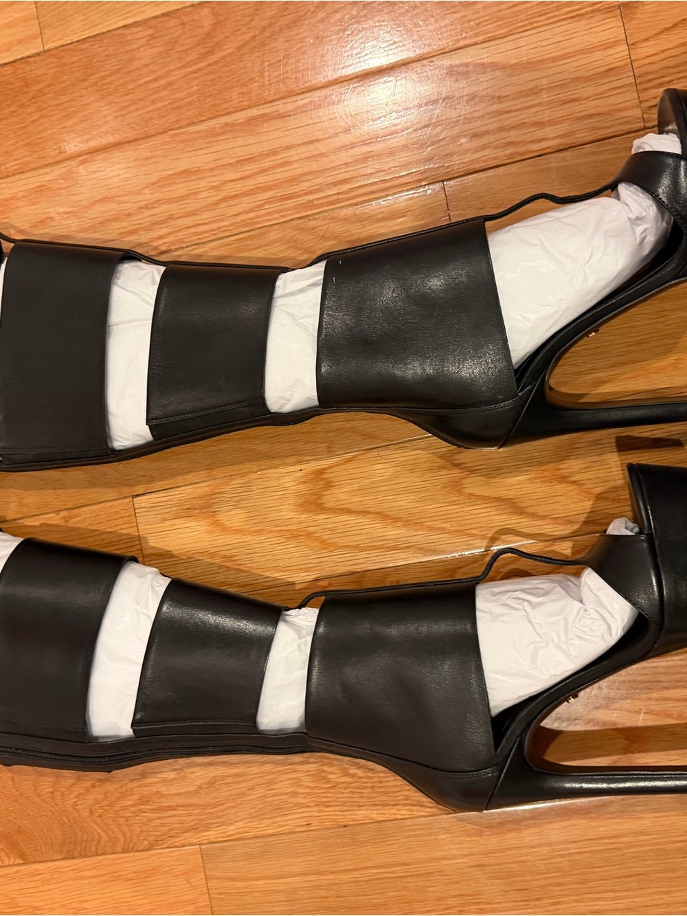 Ruthie Davis Black Over-the-Knee Strappy High-Heel Boots